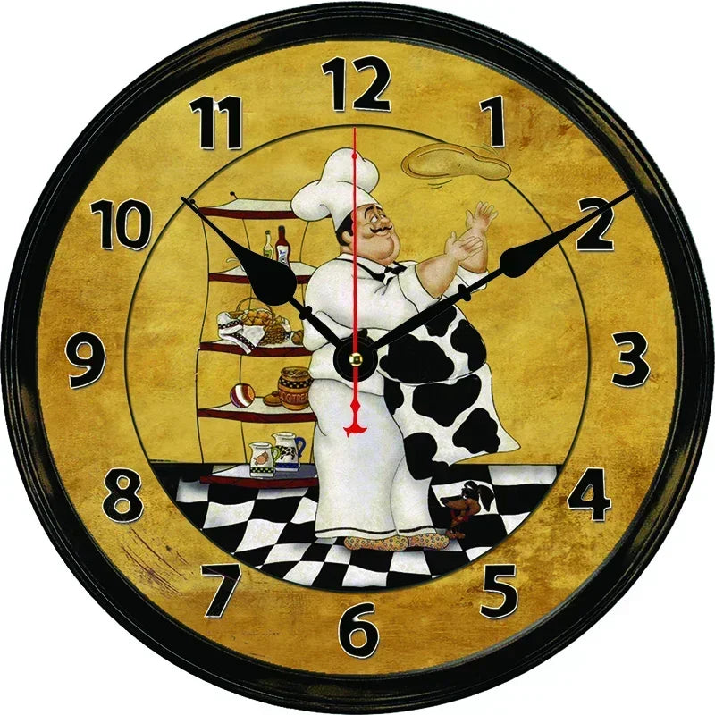 Horloge Mural Vintage Chef Boulanger Cuisine Design