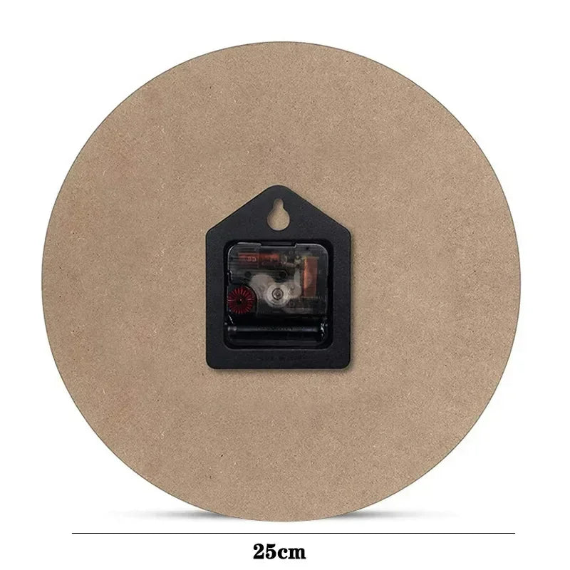 Horloge Mural Bois Ronde Motif 3D Silencieuse
