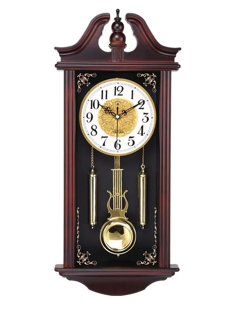 Horloge Mural Vintage Bois Silencieuse Salon Luxe