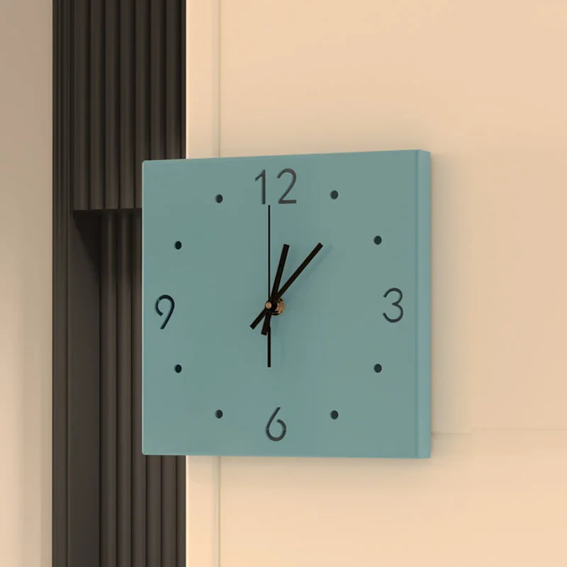 Horloge Mural Double-Face D'angle Minimaliste Silencieuse