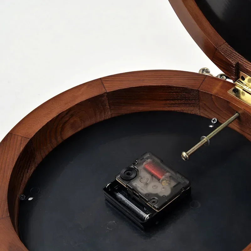 Horloge Murale Vintage Mid-Century Or Noir Bois.