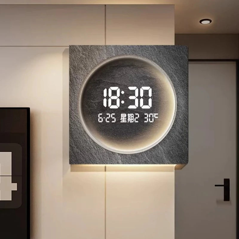 Horloge Mural LED Digitale Double Face Angle