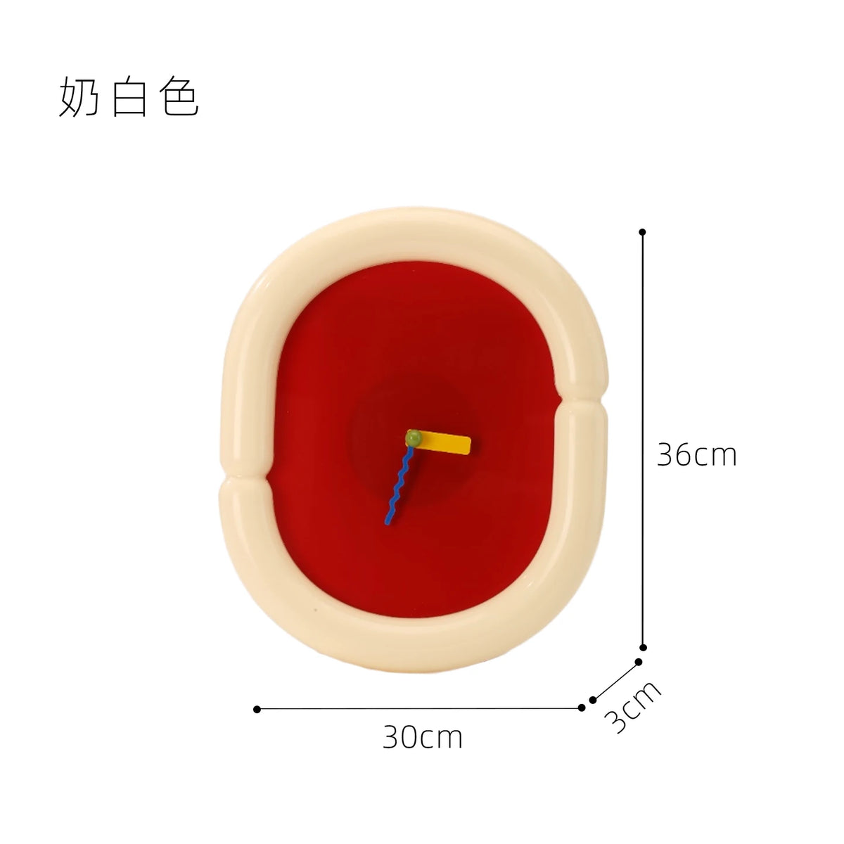 Horloge Murale Art Nordique Ovale Acrylique Crème Design
