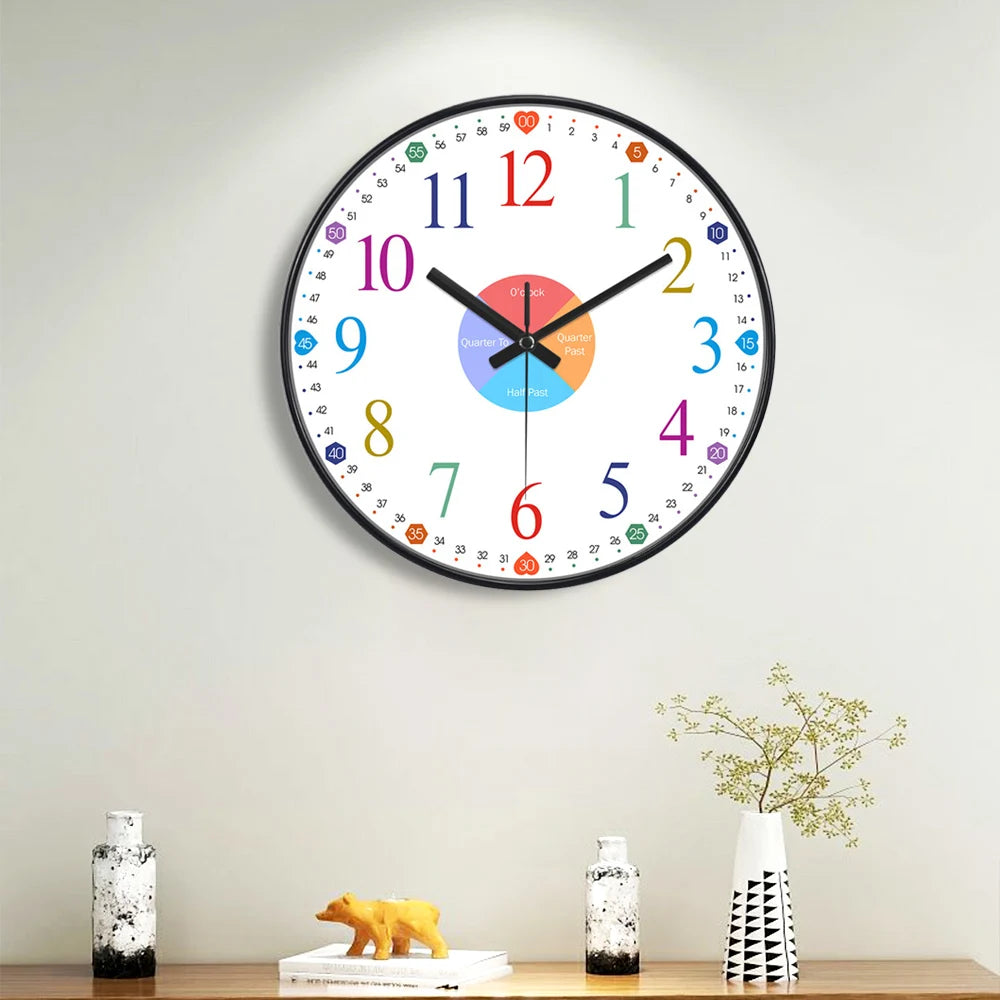 Horloge Murale Éducative Enfant Apprentissage Temps Chiffres Colorés