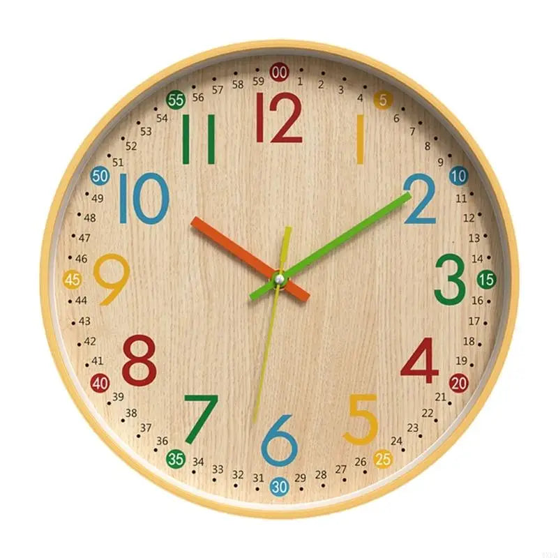 Horloge Mural Colorée Chiffres Facile à Lire Silencieuse Déco