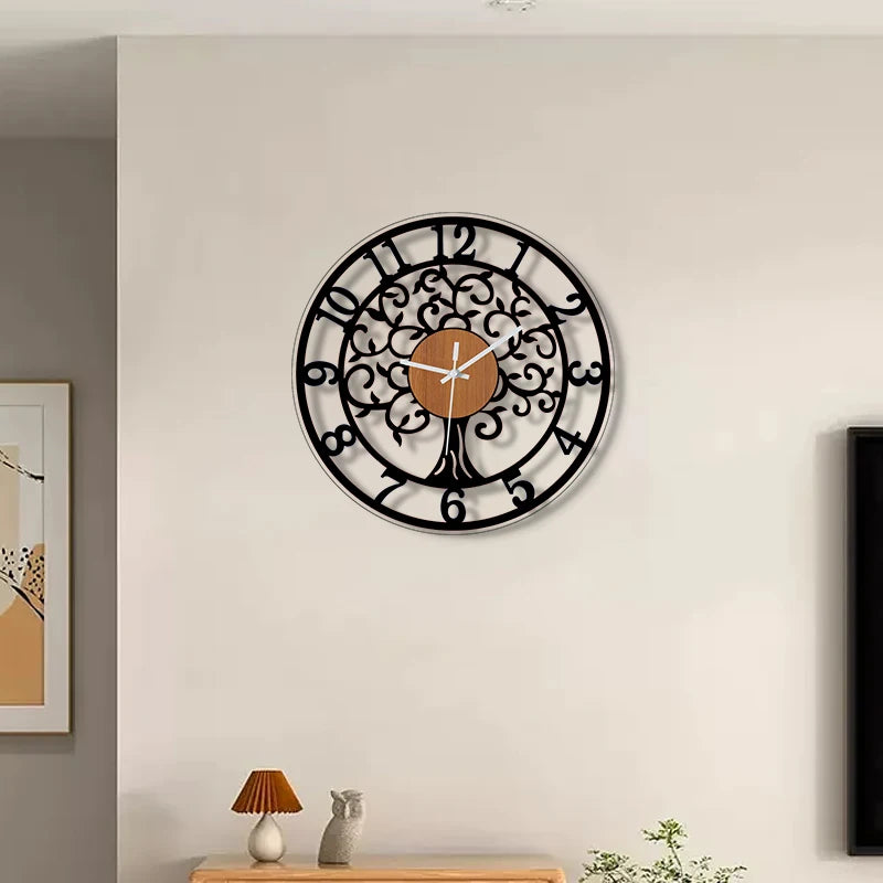 Horloge Mural Ronde Rétro Européenne Silencieuse Décorative