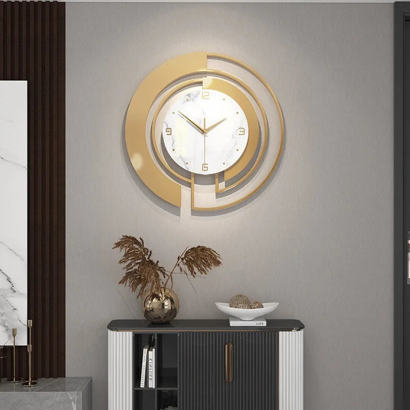 Horloge Murale Métal Luxe Nordique Grande Design Salon