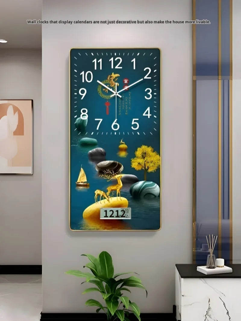 Horloge Mural Rectangulaire Chanceuse Porcelaine Cristal Calendrier