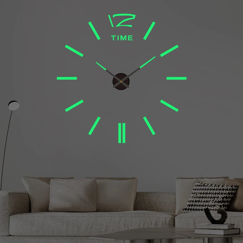 Horloge Mural Moderne Géante DIY 3D Miroir Acrylique