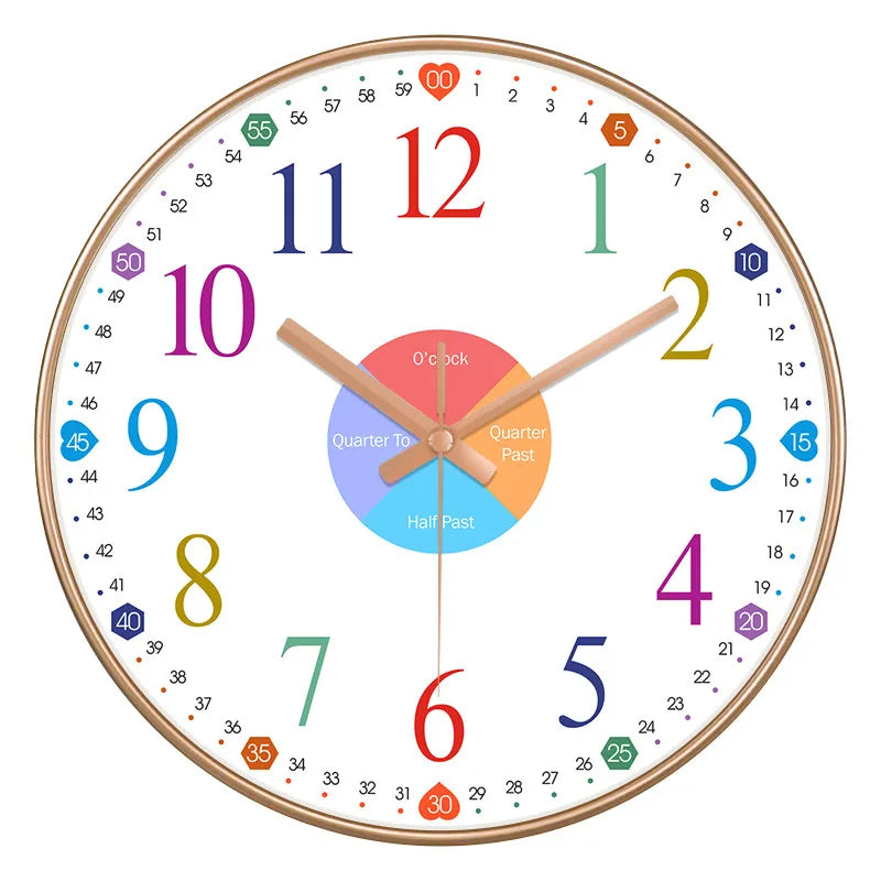 Horloge Murale Éducative Colorée Apprentissage Heure Enfant Décor.