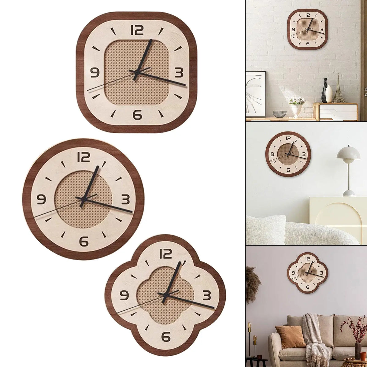 Horloge Mural Bois Silencieuse Décoration Maison Moderne