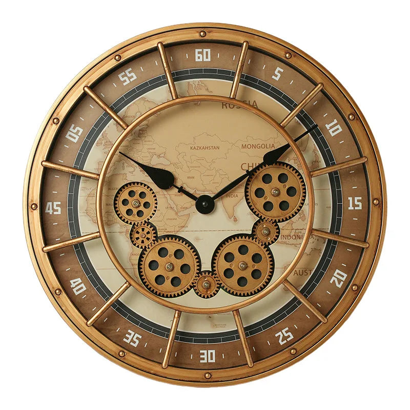 Horloge Mural Vintage Engrenages 3D Silencieuse Design Luxe