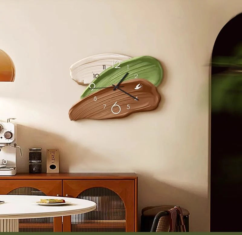 Horloge Murale Verte Abstraite Rétro Décoration Salon Créative