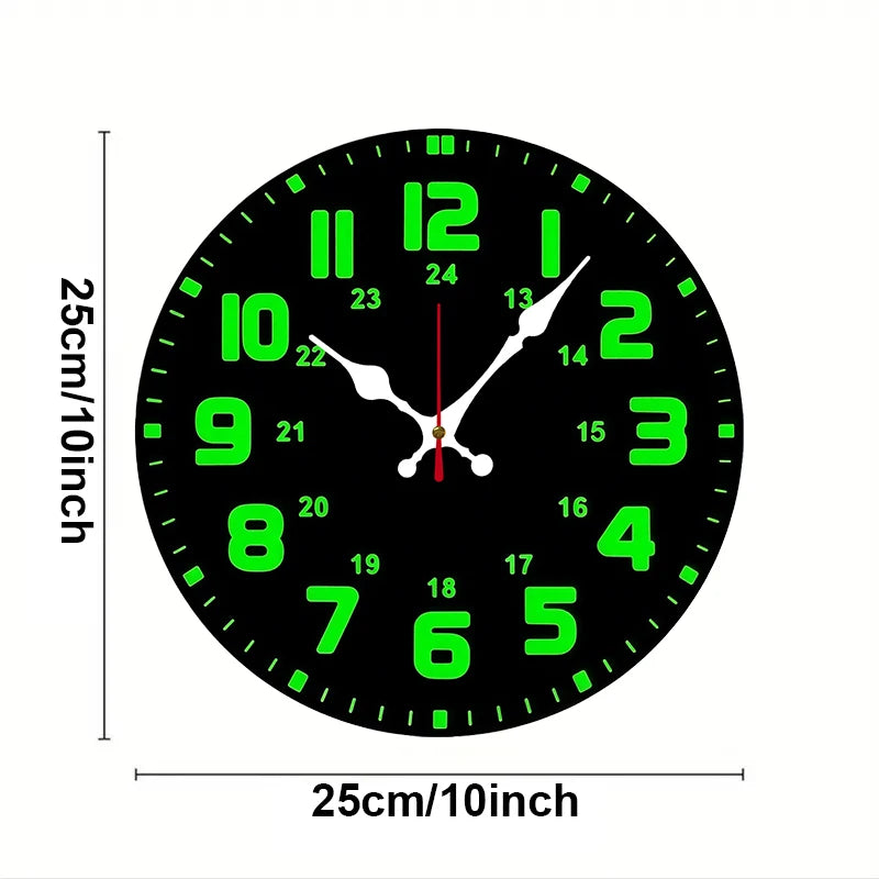 Horloge Mural Ronde Silencieuse Bois Chiffres Verts Déco