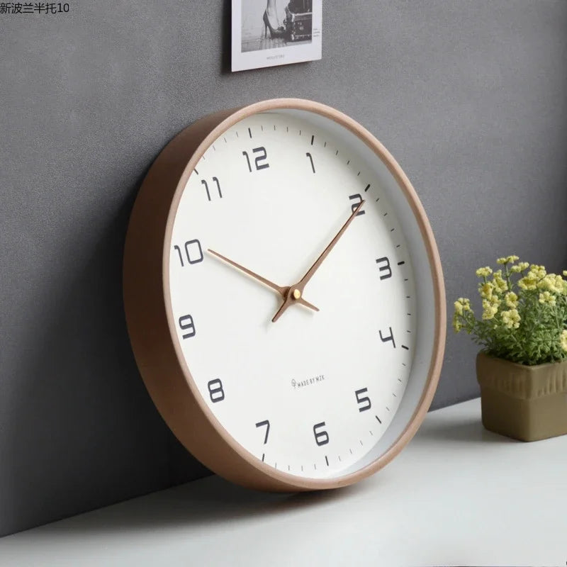 Horloge Mural Bois Massif Nordique Luxe Créatif Salon