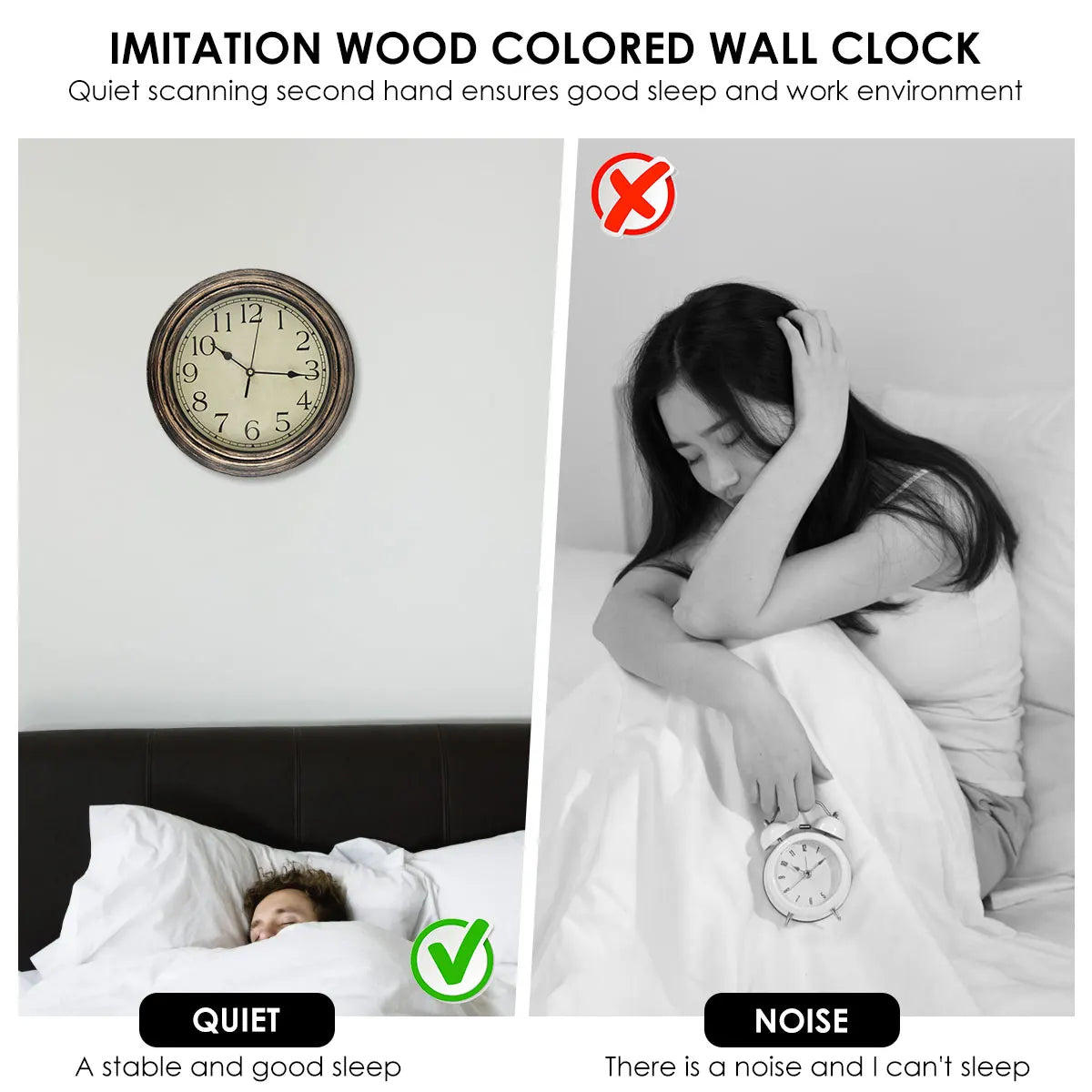 Horloge Mural Grande Rétro Silencieuse Salon Chambre Moderne