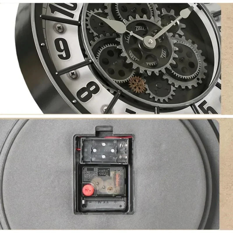 Horloge Mural Vintage Engrenages 3D Silencieuse Design Luxe