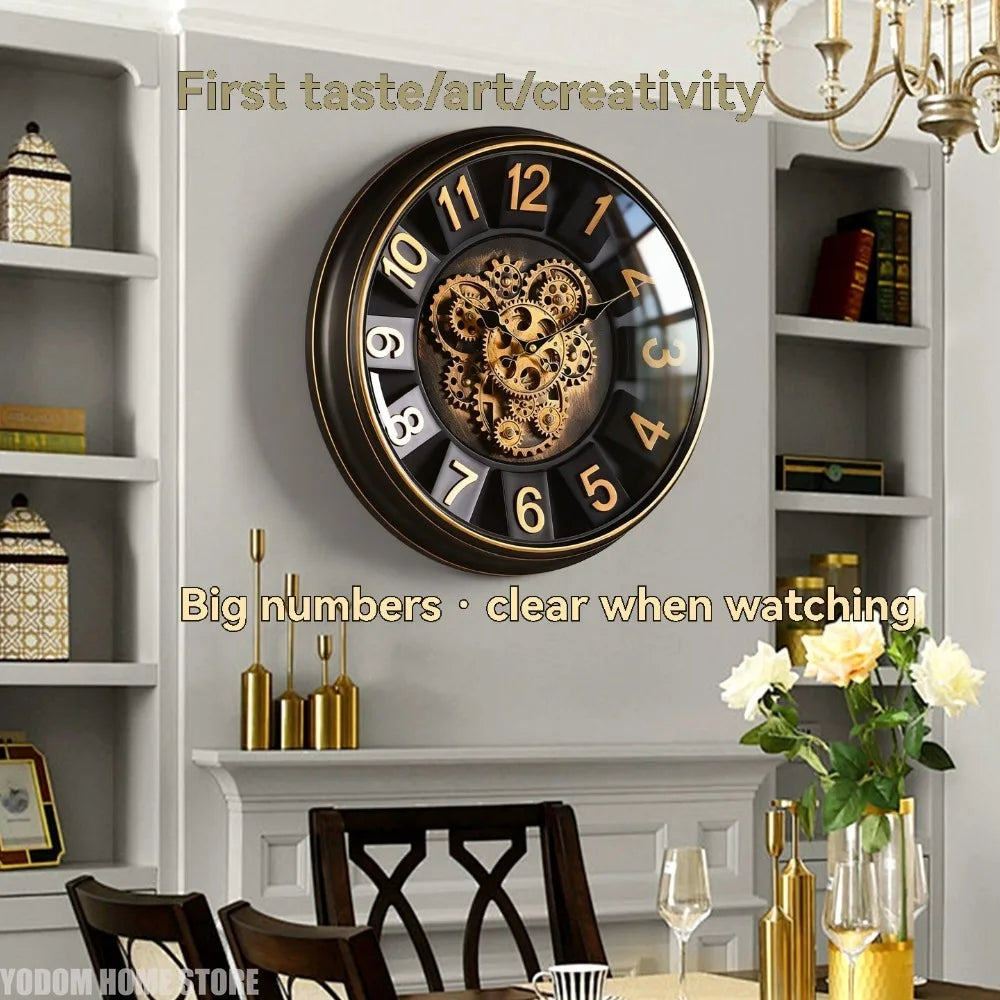 Horloge Murale Steampunk Engrenages Mobiles Industrielle Géante