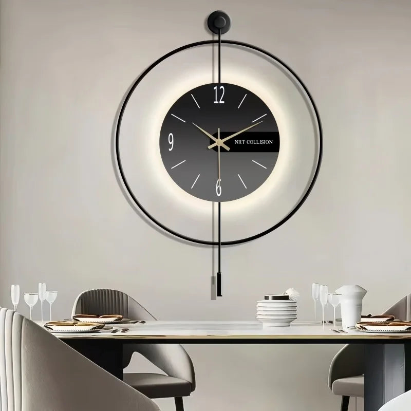Horloge Mural Silencieuse Moderne Luxe Fer Art Salon.