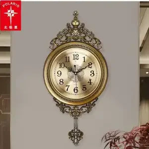 Horloge Mural Or Luxe Géante Balancier Silencieux Salon