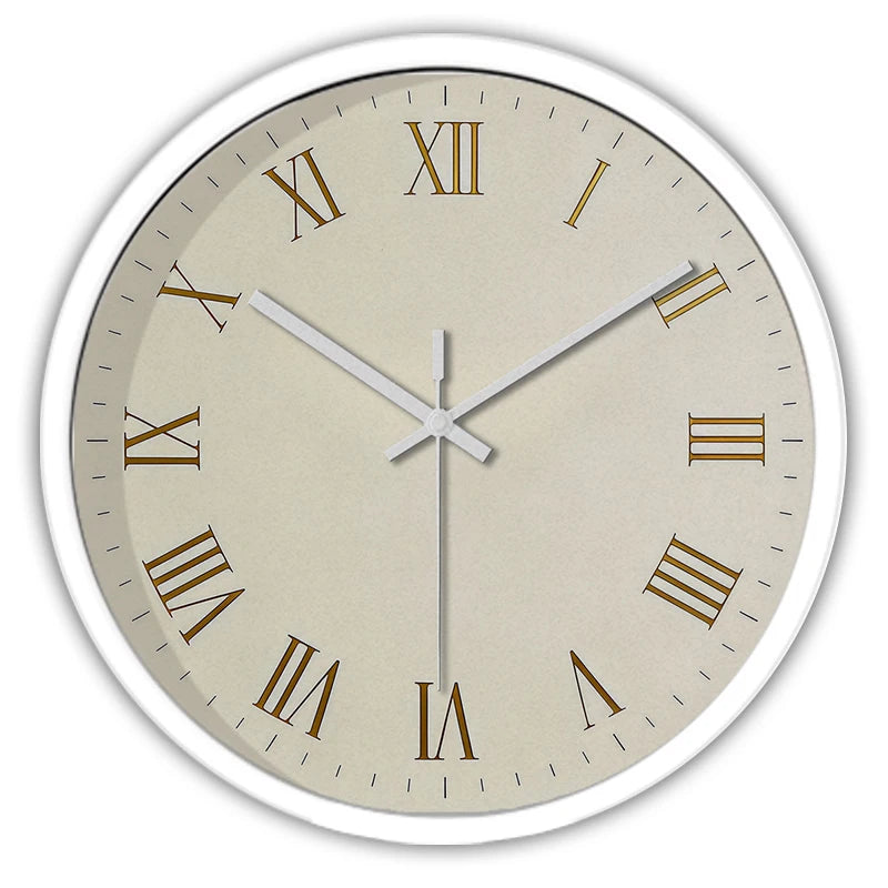 Horloge Mural Vintage Dorée Chiffres Romains Silencieuse Enfant