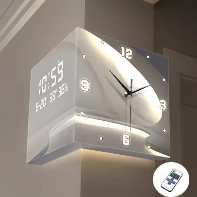 Horloge Mural Design Luxe Acrylique Double Face Angle