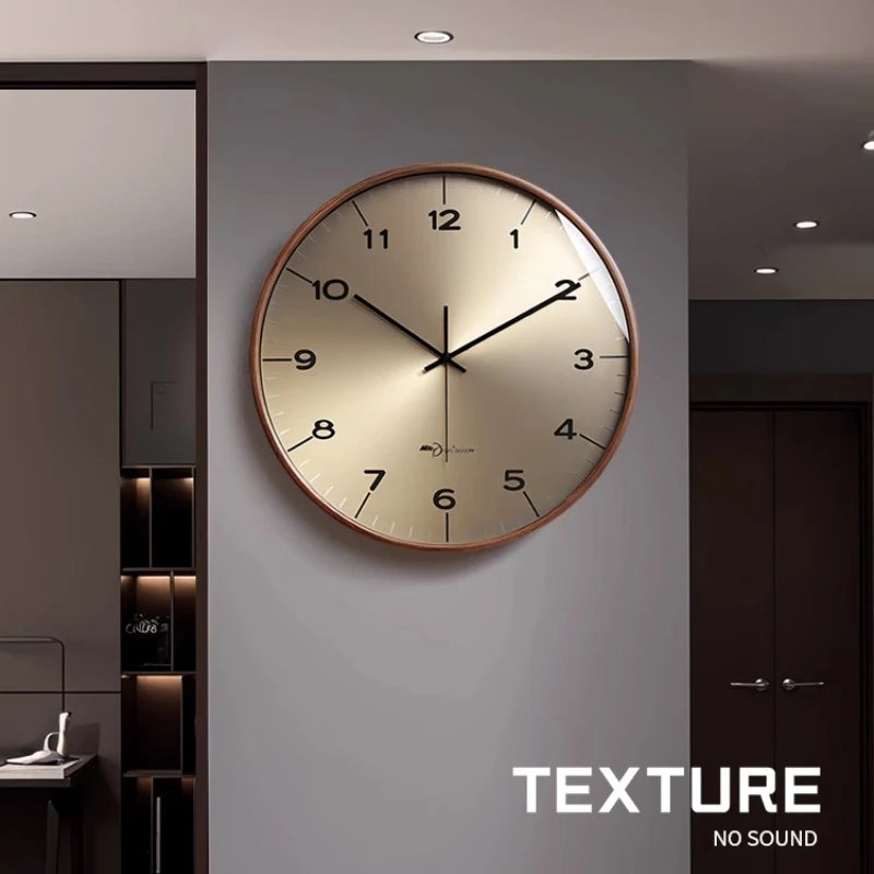Horloge Mural Moderne Luxe Bois Massif Décor Salon