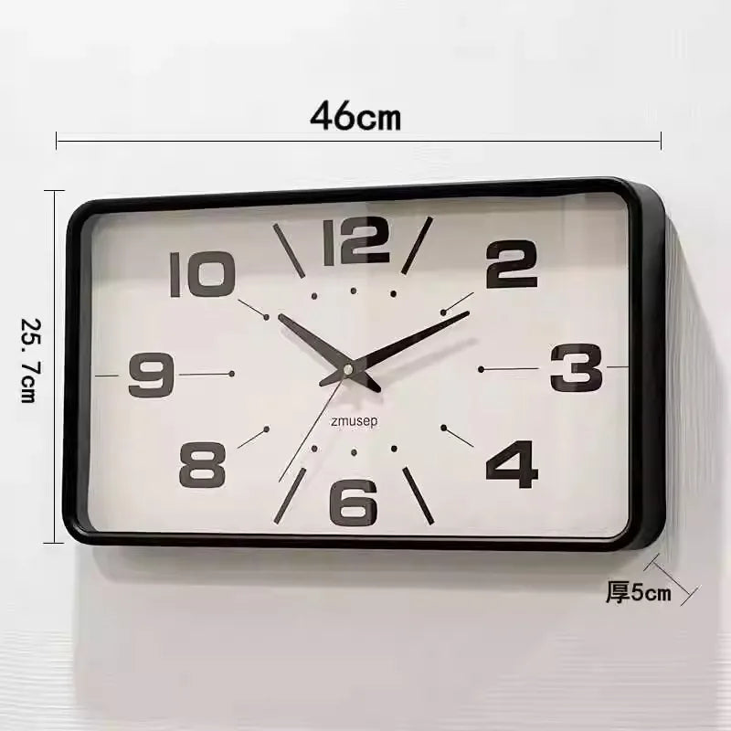 Horloge Mural Métal Rectangulaire Silencieuse Japonaise Moderne