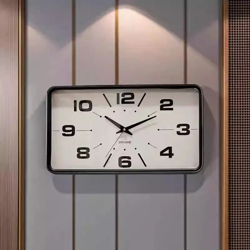 Horloge Mural Métal Rectangulaire Silencieuse Japonaise Moderne