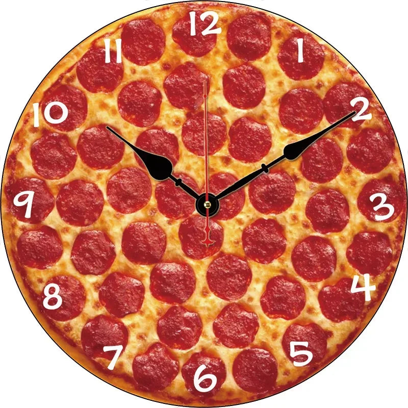 Horloge Murale Pizza Personnalisée Silencieuse Grande Décoration Cadeau.