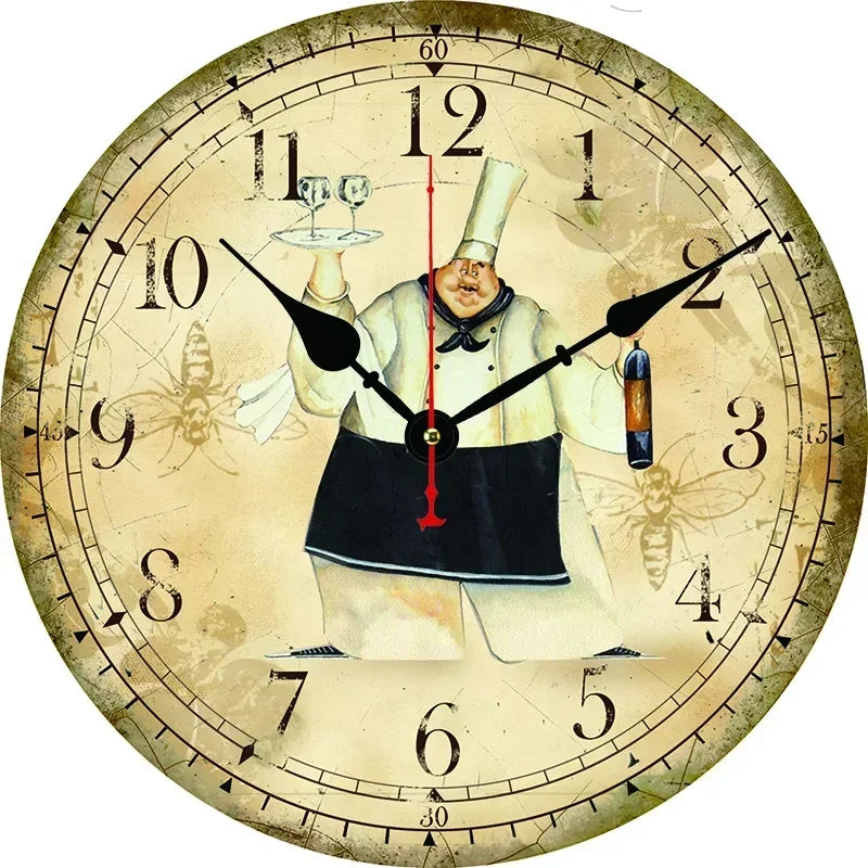 Horloge Mural Vintage Chef Boulanger Décoration Cuisine