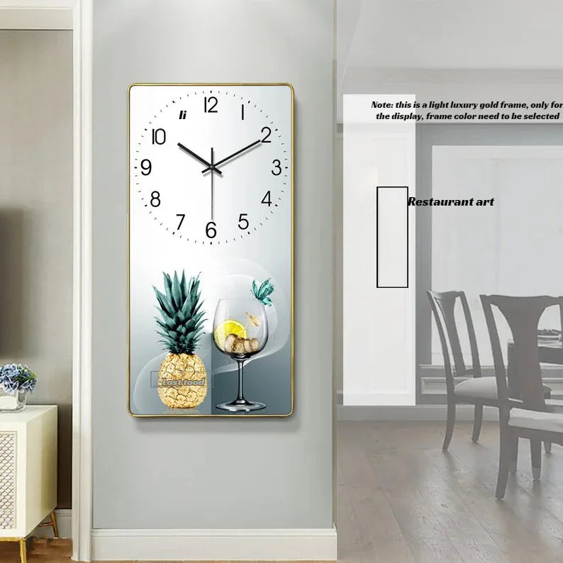 Horloge Mural Rectangulaire Rouge Porcelaine Cristal Calendrier