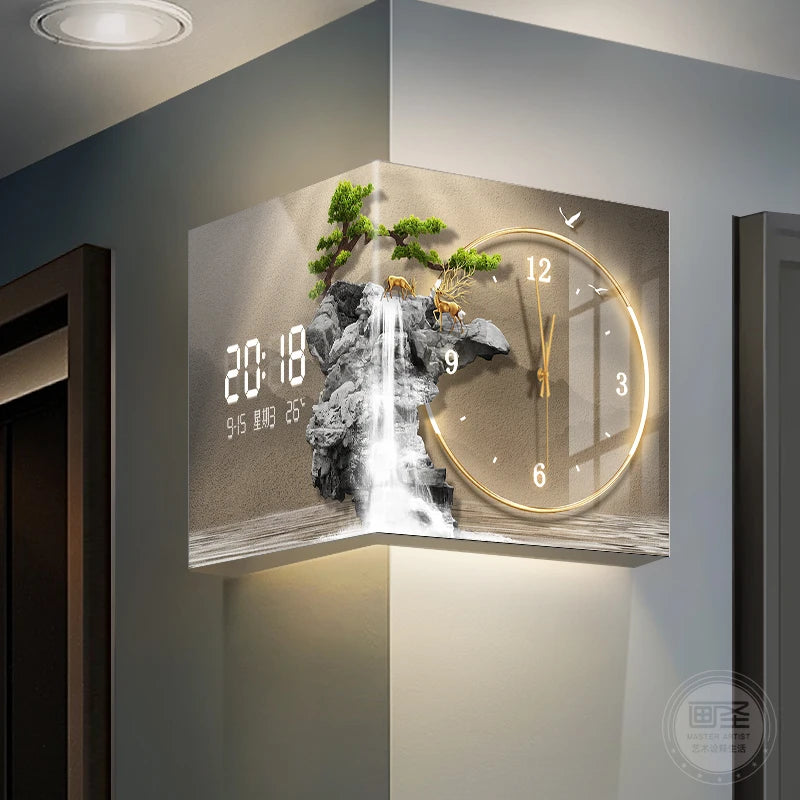 Horloge Mural Double Face d'Angle LED Moderne Digitale
