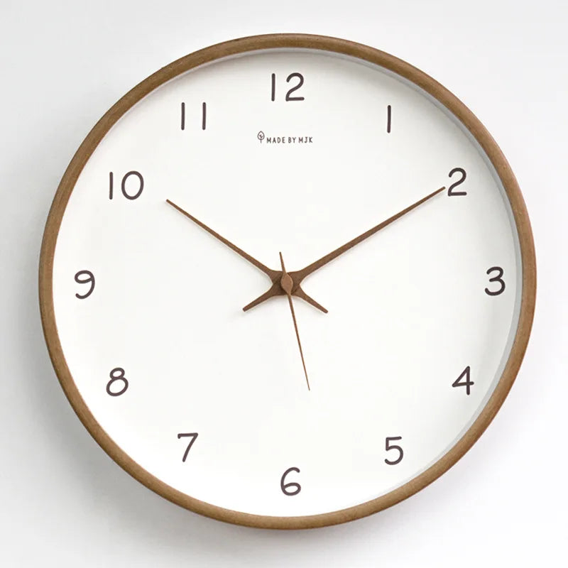 Horloge Murale Bois Massif Silencieuse Quartz Minimaliste Moderne