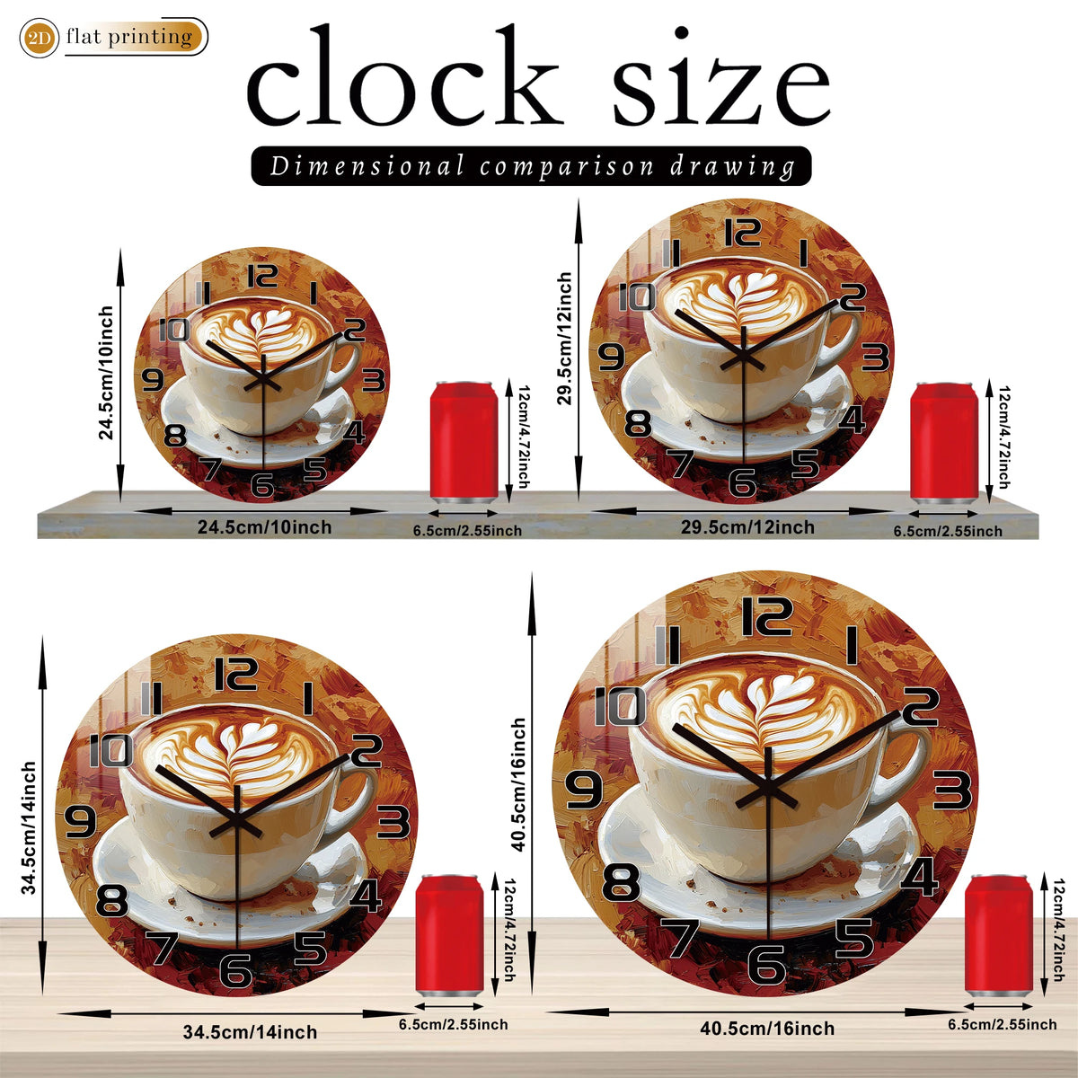 Horloge Mural Tasse Café Rustique Peinture Huile Vintage