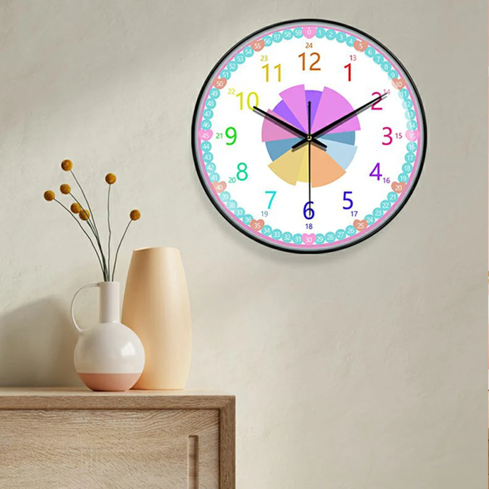 Horloge Murale Éducative Cartoon Colorée pour Enfants