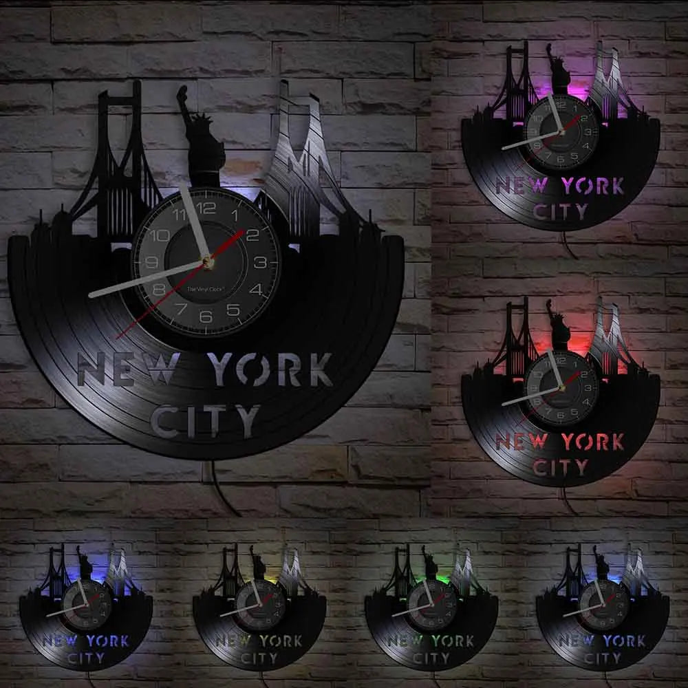 Horloge Mural Brooklyn Bridge New York Vintage Vinyle Déco