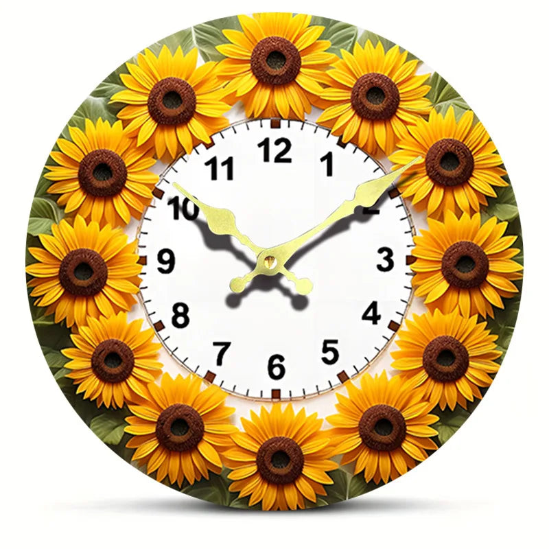 Horloge Mural Bois Ronde Motif 3D Silencieuse