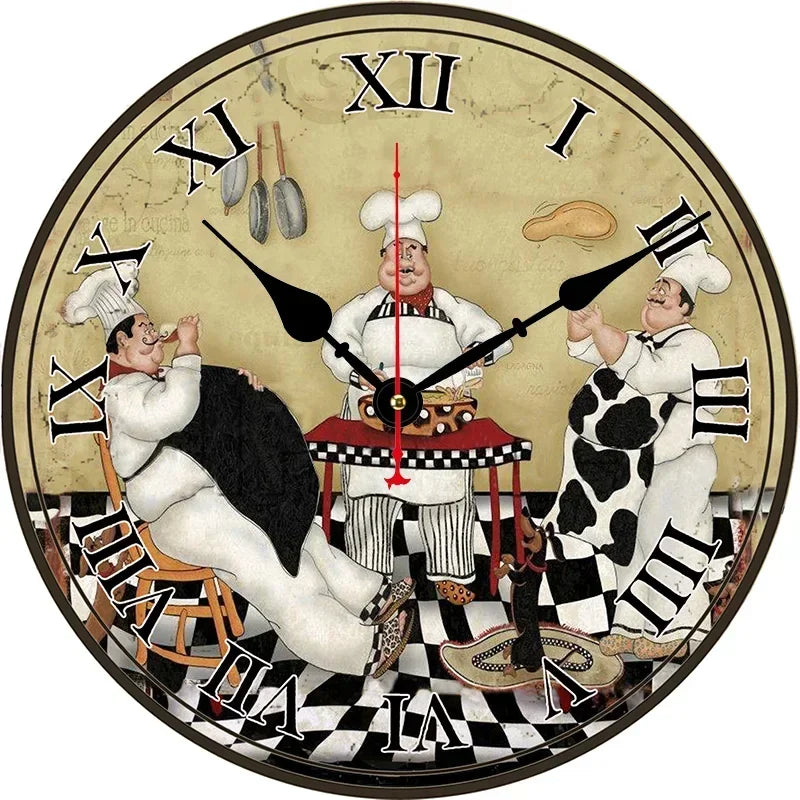 Horloge Mural Vintage Chef Boulanger Cuisine Décoration