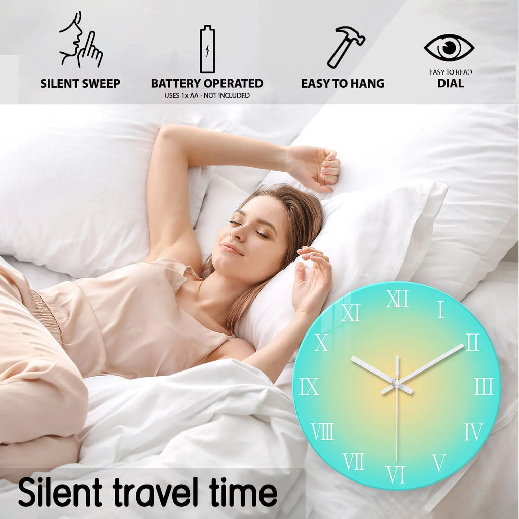 Horloge Mural Verre Trempé Dégradé Silencieuse Design.