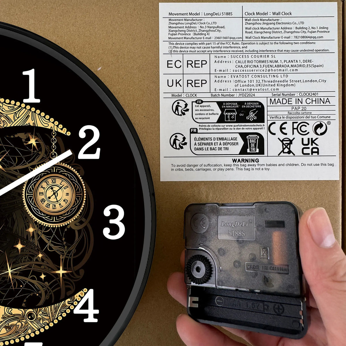 Horloge Murale Mystique Lune Astrologique Rétro Quartz