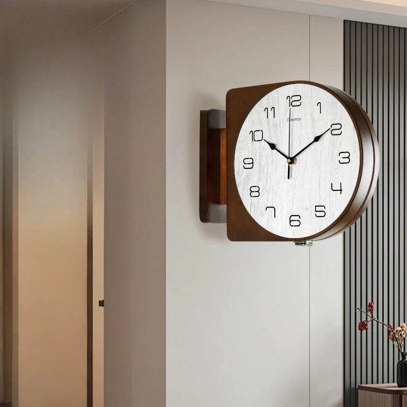 Horloge Mural Triangle Double Face Moderne Silencieuse Salon