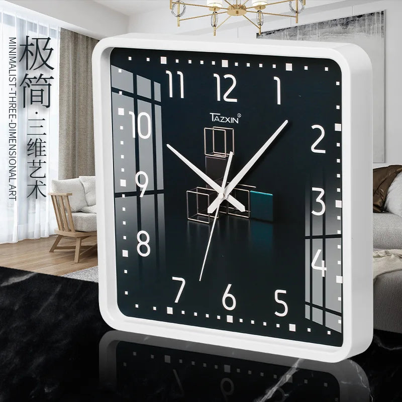 Horloge Murale Carrée Moderne Silencieuse Digitale Calendrier Quartz