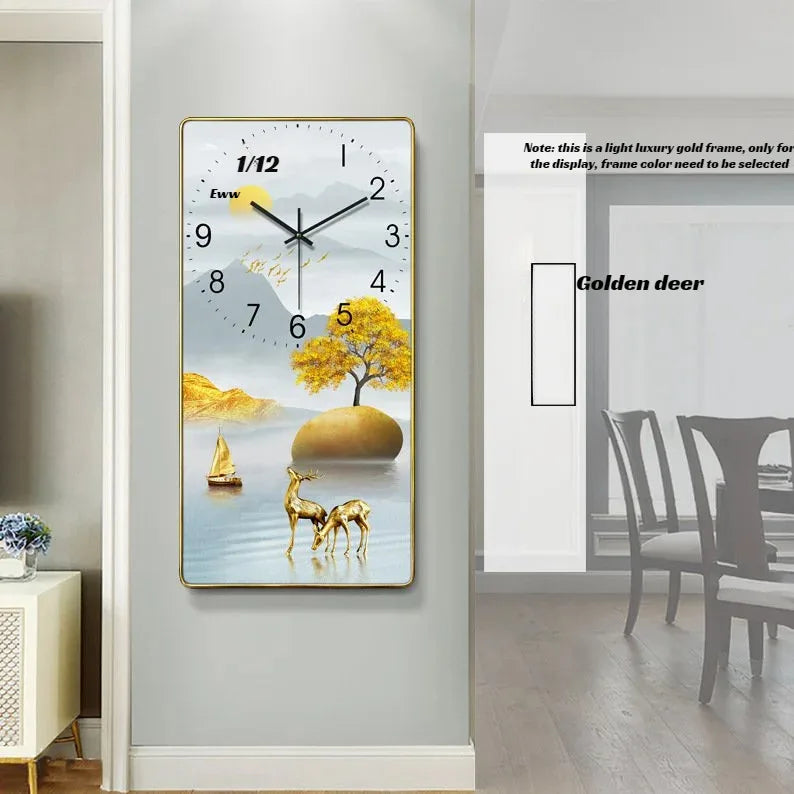 Horloge Mural Rectangulaire Porcelaine Cristal Peinte Calendrier Salon