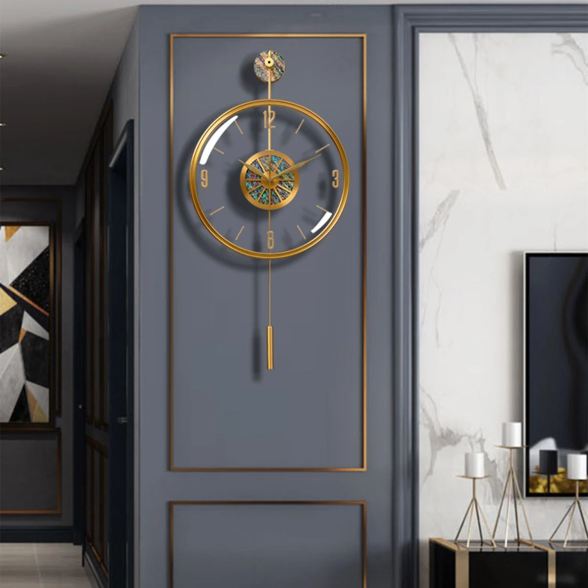 Horloge Mural Grande Luxe Pendule Silencieuse Nordique