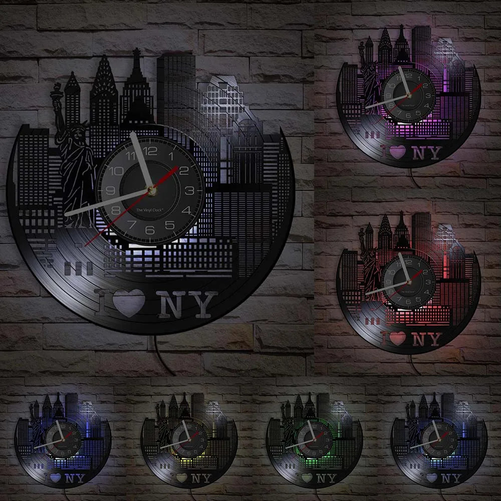 Horloge Mural New York Pont Brooklyn Vinyle Vintage