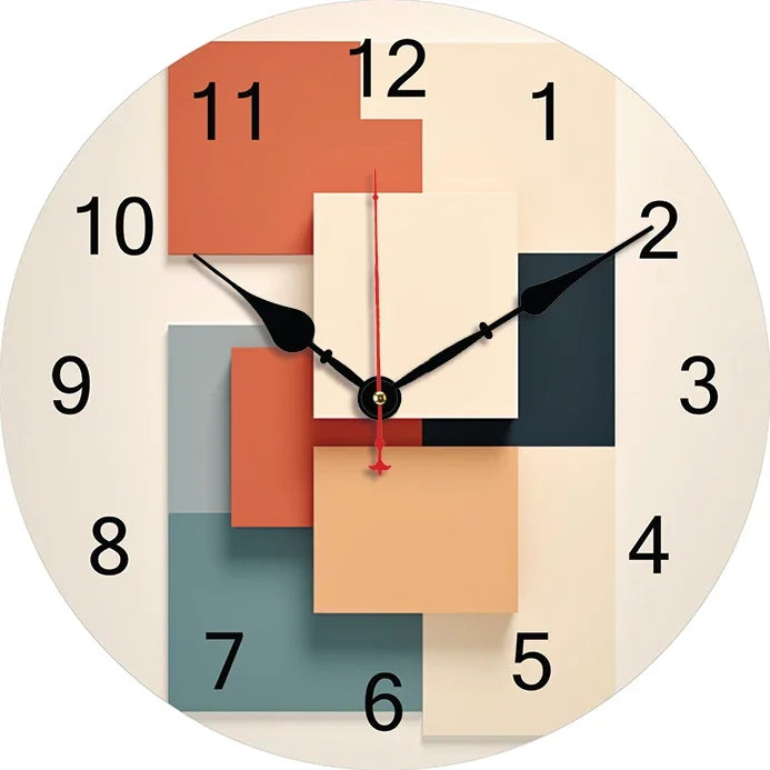 Horloge Murale Grande Ronde Géométrique Abstraite Silencieuse