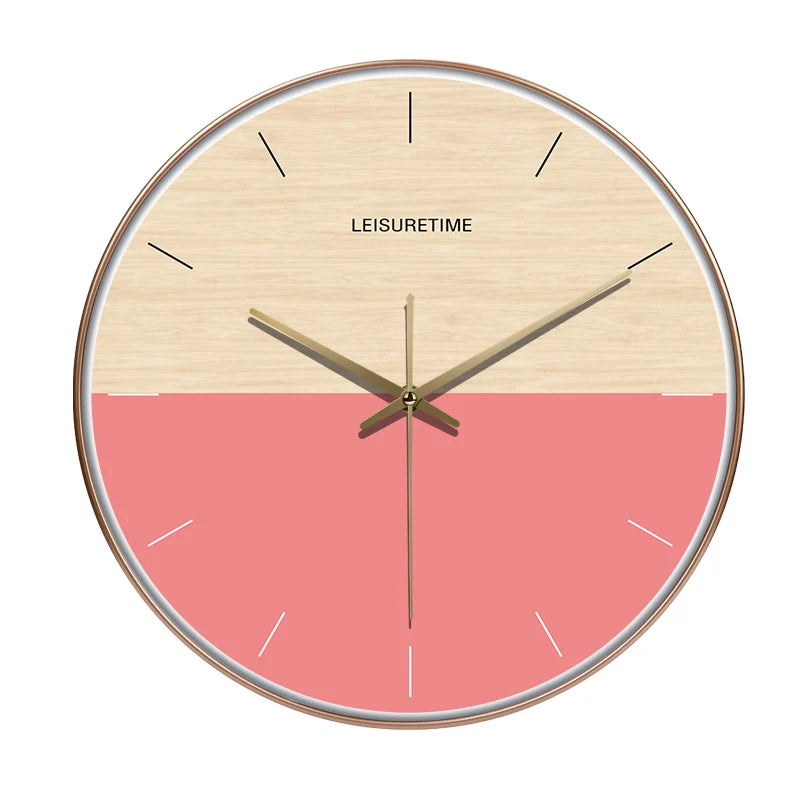 Horloge Murale Double Couleur Silencieuse Quartz Décoration Moderne