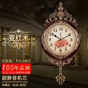 Horloge Murale Grande Luxe Or Balancier Silencieuse Salon