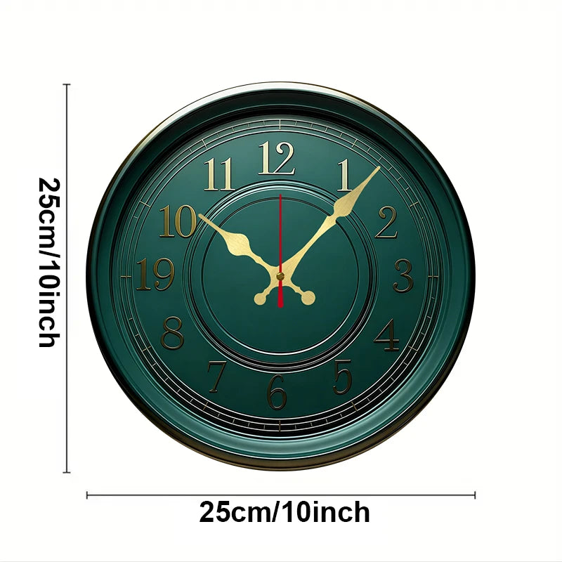 Horloge Mural Vintage Bois Silencieuse Ronde Déco Sarcelle